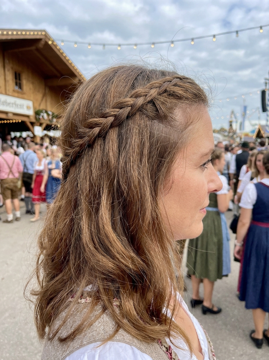 Mini Dutch Braids mit offenem Haar als Dirndlfrisuren Inspiration 2026